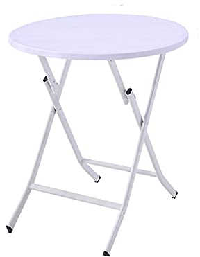 60 cm weißer Garten-Couchtisch, klappbarer Outdoor-Esstisch, Picknick-Tische, Innen-Küchen-Ausstellungstisch, Arbeitstisch, runde Wohnzimmertische – PP-Tischplatte, weiß, 60 x 60 x 73 cm