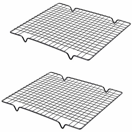QISF 2 Pack Cooling Rack for Baking - 11 x 10 Stainless Steel Wire Tray for Cake,Cookie Drying Rack for Cooking, Roasting, Grilling, Drying for Cake Cookies and Meat, Fit Baking Tray & Toaster Oven