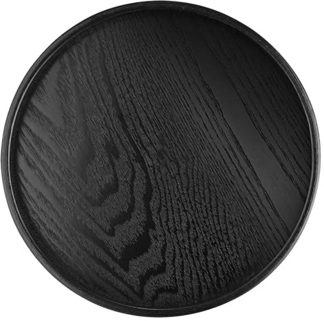 Bandeja gastro redonda Ø 30 cm, bandeja de servicio negra con revestimiento antideslizante, bandeja de camarero con borde alto, bandeja gastro de camarero para café/té/bar/restaurante/cocina