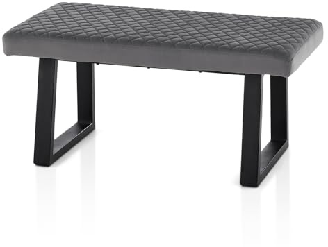 TUKAILAI Sitzbank esszimmer 100cm, Sitzbank Flur Esszimmerbank Garderobenbank Bettbank Polsterbank Küchenbank mit Samt Sitzkissen und Metallbeinen,für Esszimmer Garderobe Küche Schlafzimmer (Grau)