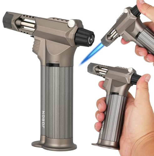 All Metal, Blow Torch, Professional Kitchen Cooking Butane Torch with Safety Lock Adjustable Refillable Multipurpose Flame Refillable BBQ, Outdoors，Baking,Crafts and Soldering(Gas Not Included)