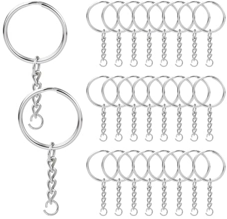 YZROHYI 150 Stück Schlüsselringe Mit Kette Selber,Ring für Schlüsselanhänger Zum Basteln,Keychain Diy Set,Schluesselanhaenger Selber Machen,Key Ring Diy,Schlüsselring Edelstahl Klein,Schlüssel Zubehör