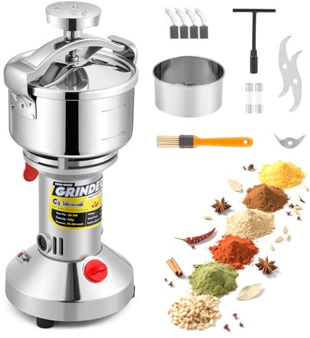 CGOLDENWALL Molino de Cereales Eléctrico 700g 28000 RPM 2400W, Molino Ultrafino para Especias/Hierbas/Café - Cuchillas de Acero Inoxidable, Tapa Sellada Mejorada, Protección Contra Sobrecalentamiento