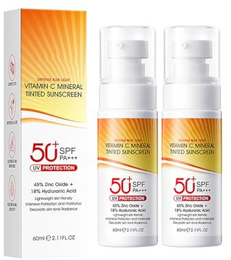 Crema solare vitamina C SPF 50+, protegge e corregge i danni causati dal sole, equilibra il tono della pelle, per viso e collo, per tutti i tipi di pelle (2)