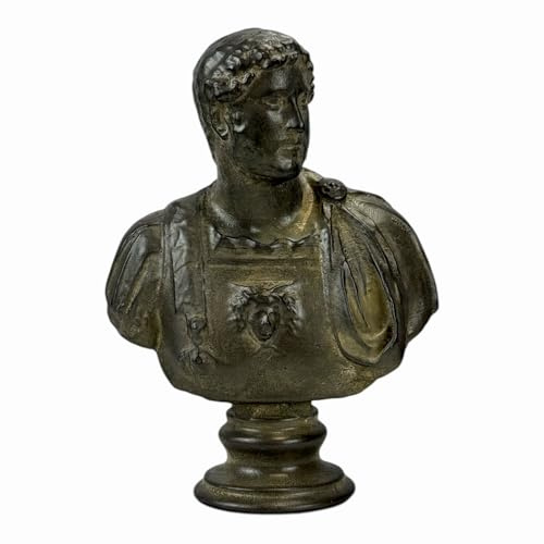 Escultura de busto del emperador romano de Adriano, réplica de museo, piedra fundida griega moldano hecha a mano, arte romano clásico, 7.5 pulgadas