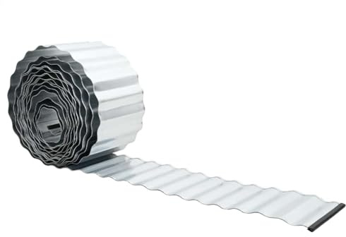 vidaXL Rasenrand 1000 x 20 x 0,03 cm Galvanisiertes Stahl Silber | Robustes Metall, das lange hält und richtig gut funktioniert, Super für draußen, hält echt allen Wetterbedingungen stand,