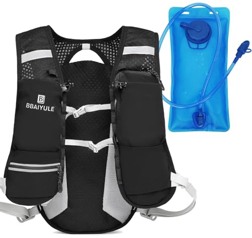 BBAIYULE Sac à dos d'hydratation ultra-léger avec poche d'hydratation de 2 l, gilet de course pour homme et femme, sac à dos de course pour course à pied, cyclisme, randonnée, jogging, petit sac à dos