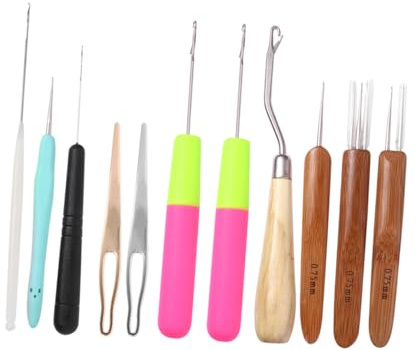 EXAOMBLE 11piezas Máquina De Tejer Para Rastas Agujas De Tejer Creativas De Crochet Herramientas De Peinado Para Peluqueros Salón