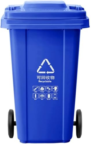 TINGMIAN Contenedor Basura Grande con Ruedas Y Tapa 80/100/120/240L, Ideal For Uso Comercial Exteriores Ideal For Patios Cocinas Y Actividades Al Aire Libre(Blue,80L)