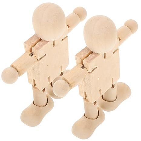 2 Stück Selbstgemacht Holzpuppen für Kinder, Bemalbar, für Tischdeko | Glatte Oberfläche, Geschenkartikel für Schreibtisch, Bastelprojekt zum Dekorieren