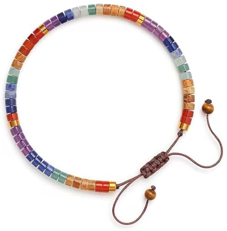 TJUSPIRIT Heilstein 7 Chakra Armband Edelstein Hoki Armbänder | Healing Reiki Energietherapie Zur Yoga Meditation Geschenk für Damen Herren