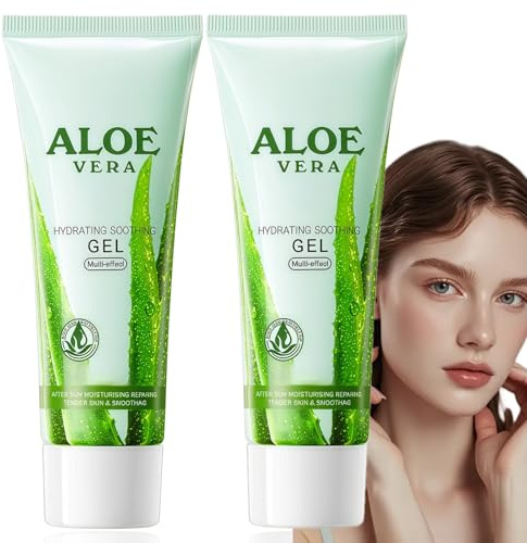 2PCS Natural Aloe Vera Gel for Skin Care&After Sun,Cooling Gel Moisturiser for Face&Body,Aloe Vera Cream for Hydration on Wet,Dry Skin,Wet Skin Moisturiser,Soothes Sunburn,Refreshing and Moisturising