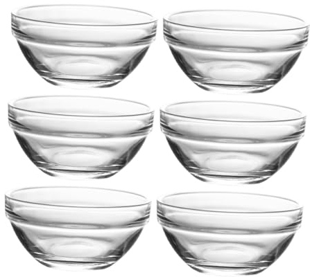 VERDANVERSE 6 pezzi Ciotole Rotonde in Vetro Trasparente Impilabili Scodelle per Zuppe e Gelato Design Elegante e Compatto per Uso Domestico