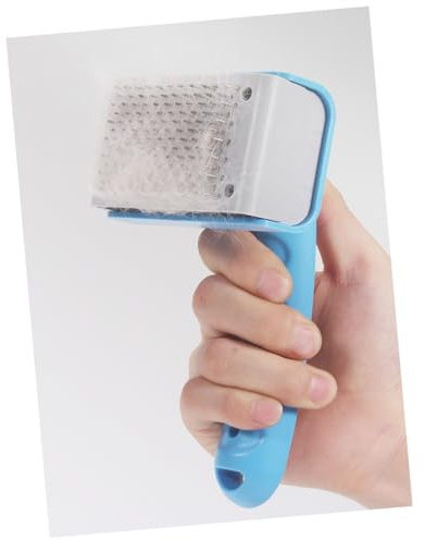 BESTonZON Peigne Détachant pour Chien en Abs avec Poignée Antidérapante Bleu, Brosse de Toilettage pour Enlever Poils Flottants et Augmenter la Circulation Sanguine