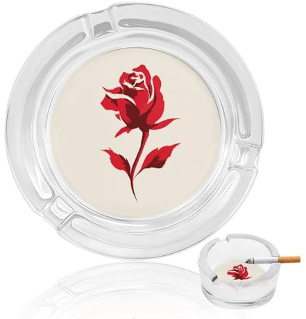 Posacenere in vetro con rosa rossa vintage per sigarette, portacenere decorativo portatile per la decorazione di casa e ufficio