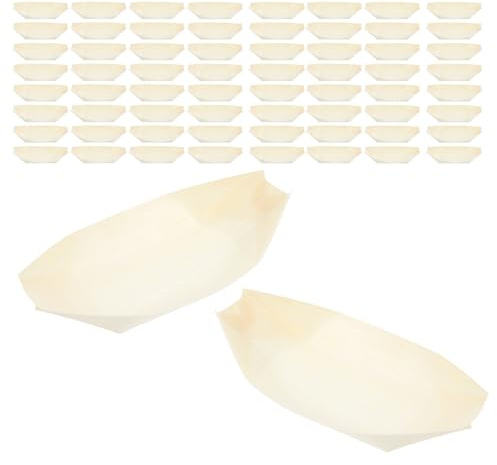 FELTECHELECTR 150 Piezas Barcos de Madera Desechables para Sushi y Aperitivos Platos Ecológicos Forma de Barco Bandejas Resistentes para Postres Catering y Fiestas Presentación Natural y