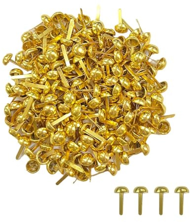 200 Stück Mini Brads, Musterbeutelklammern Metall Rundkopfklammern Gold Musterklammern Verschlussklammern 1.6*0.8cm, Rund Gold Flügelklammern Für Büro Papier Briefklammern Basteln Handwerk DIY