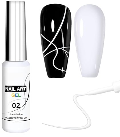 8ML Weiß Gel Nagellack Liner Nail Art - Langanhaltend UV Nagellack Liner - Painting Gel Nägel Swirl Drawing Lines French - Farbe Gel Polish für Nageldesign Frauen Home DIY Maniküre(Weiß)