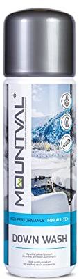 Mountval Daunen-Waschmittel Down Wash Kraftvoller Reiniger für mit Daunen Gefüllte Schlafsäcke, Outdoor- & Wanderkleidung | Erhält die Bauschkraft und Erfrischt