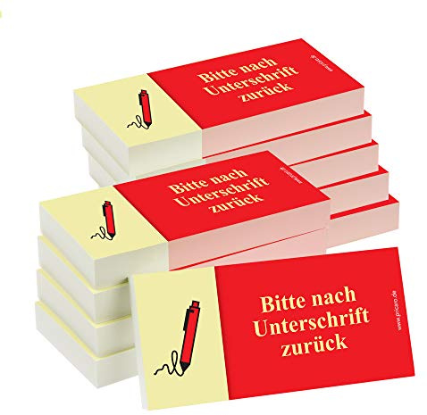 PRICARO Haftnotizen Nach Unterschrift zurück, rot, 100 Blatt, 10 Stück