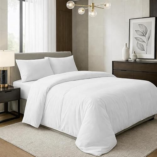 Indus Textiles Double Duvet Cover Set 100% Pure Egyptian Cotton Hotel Quality 400 Thread Count Duvet Set with Pillowcases Easy Care and Super Soft Luxury Double Duvet set (Double)