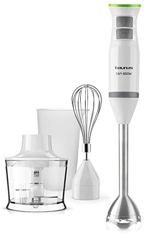 Taurus Bapi 850 Plus Inox - Batidora de Mano, 850 W, Bate y Pica Hiello, Agarre Ergonómico