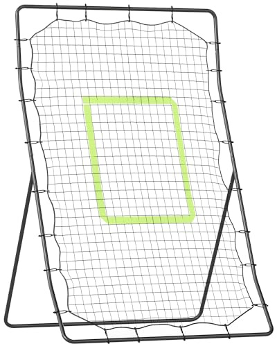 HOMCOM Filet de Rebond de Football 123L x 90l x 174H cm Cible et Sardines de Fixation fournies Noir Vert
