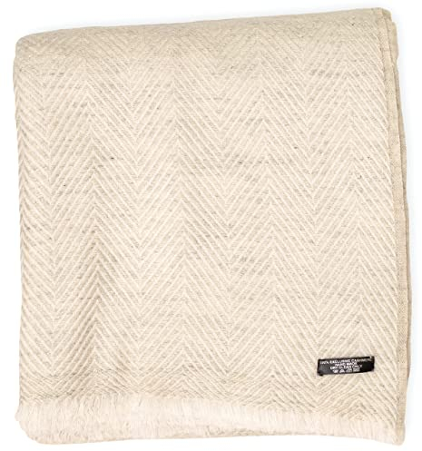 yanopurna Kaschmirdecke – handgewebte Sofaüberwurf Decke aus 100% Kaschmirwolle – 135 x 270 cm. Weiche und gemütliche Kuscheldecke mit Fischgrätenmuster für Couch und Stuhl – Hergestellt in Nepal