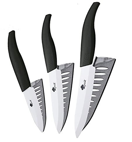 Cuchillo de cocina Cuchillos de cerámica Cuchillos de cocina 3 4 5 5 6 pulgadas CHEF CHEF COCK SET + PEELER BLANCO BLANCO HOJA DE ZIRCONIA MANGO MULTI-color HANDA CALIDAD ( Color : 345 inch black )
