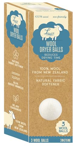 Laundry Helpers Wool Dryer Balls with Mesh Laundry Bag, White, 3 Count