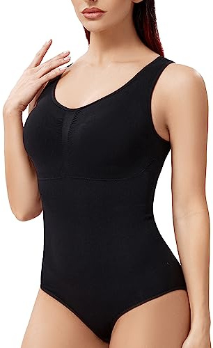 Joyshaper Body Shaper Damen Miederbody Stark Formend Shapewear Bauchweg Bodysuit Abnehmbaren Brustpolster Shaping Body Schwarz M