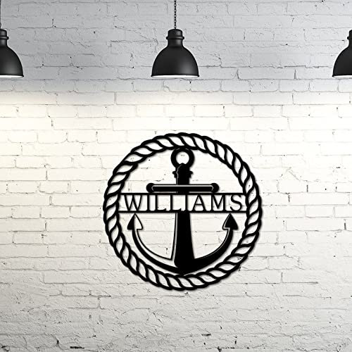 Personalisierte Anker-Dekoration mit Namen, Metallschild, Tür, Metallaufhänger, Wandkunst, individuelles Metall-Nachnamenschild, Familienschild, Türhänger, individuelles Metallschild,