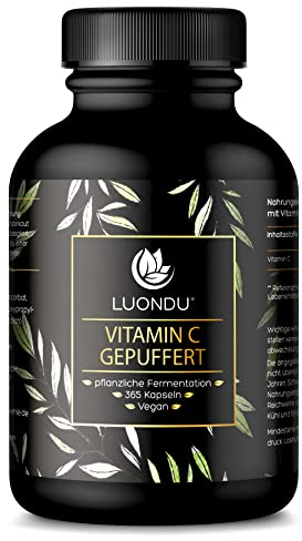 Vitamin C 375 Kapseln 1000mg pro Tagesdosis, hochdosiert, vegan – Vitamin C aus Fermentation – produziert in Deutschland – Verpackung kann variieren