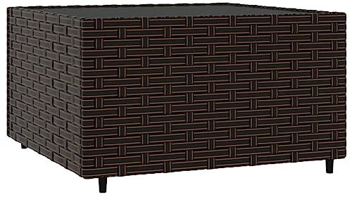 vidaXL Loungebord fyrkantigt brun 50x50x30 cm konstrotting, loungebord, utemöbel, balkongbord, loungemöbel, trädgårdsmöbel, soffbord med glasskiva