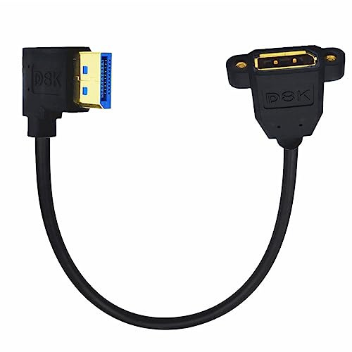 CY Kabel 8K DisplayPort Display Port Stecker auf Buchse Verlängerungskabel 90 Grad abgewinkelt links