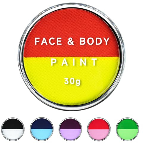 LOPHE Water Color Schminke, 30g Farbabstimmung Bodypainting Farben Schminke Kinder, Waschbar Theaterschminke Körperfarbe, Gesichtsfarbe Kinderschminke für Make up Karneval & Halloween (gelb+orange)