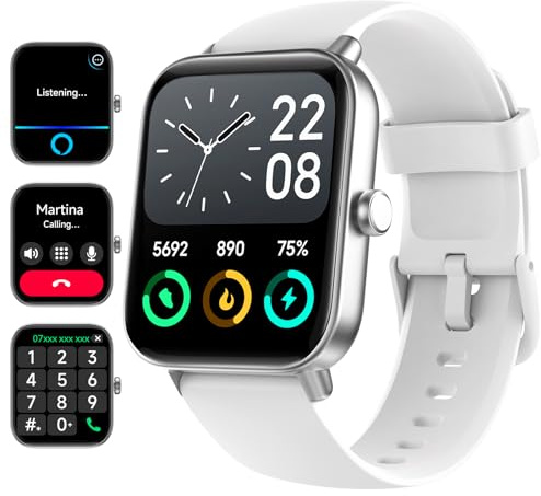 Smart Watch for Men Women - Fitness Tracker [Alexa Built-in & IP68 Waterproof ] with Heart Rate Monitor, Activity Tracker, Step Counter, Sleep Monitor, Smartwatch for Andriod iOS 1.8 (White)