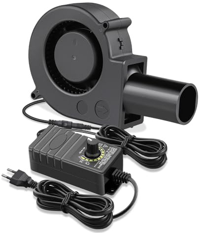 GDSTIME Ventola radiale, 230 V, 97 mm x 33 mm, doppia ventola a sfera, 220 V, 4 V-12 V, controllo della velocità regolabile, per barbecue, gonfiabile, camino, ventilazione