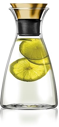 EVA SOLO | Tropffreie Karaffe 1,0 l Messing |100% tropffreie Karaffen mit Edelstahlkragen mit PVD-Beschichtung im Messing-Look; kein Polieren erforderlich | Brass
