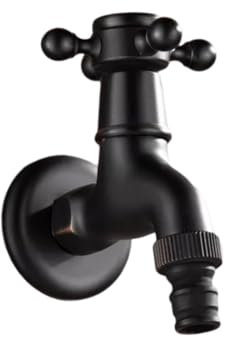 Garten Waschbecken Wasserhahn Ganzkupfer Antiker Schwarzer Waschmaschinenhahn Einzelner Kalter 1/2-Zoll-Mopp-Pool-Wasserhahn Verlängerter Und Verdickter Wasserhahn Kurze Waschmaschine 1/2 Zoll