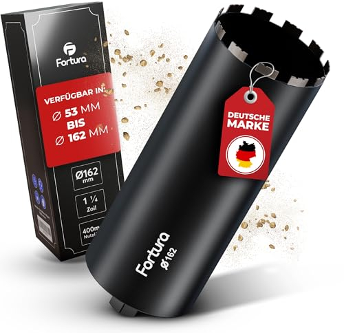 Fortura Core Drill Bit, Diameter 162 mm, 400 mm Length, Diamond Drill Bit, Crown Drill, 1 Count