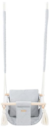 Balançoire bascule confortable pour enfants en bois velours terrasse jardin (dessin: argent)