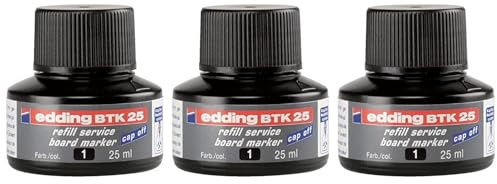 EDDING 3 Nachfülltinten BTK25 ml pro Capilarität für Whiteboard-Marker, Schwarz