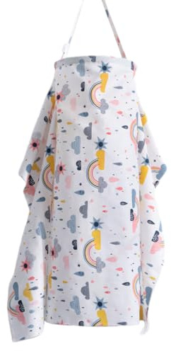 Stilltuch für Unterwegs, Stillschürze mit Taschen, Stillschal Stilltuch, Mehrzweck Stillschürze Stillschal, Stillbezug Baumwolle, für Mutter, Freien, Mehrfarbig, Regenbogenstil