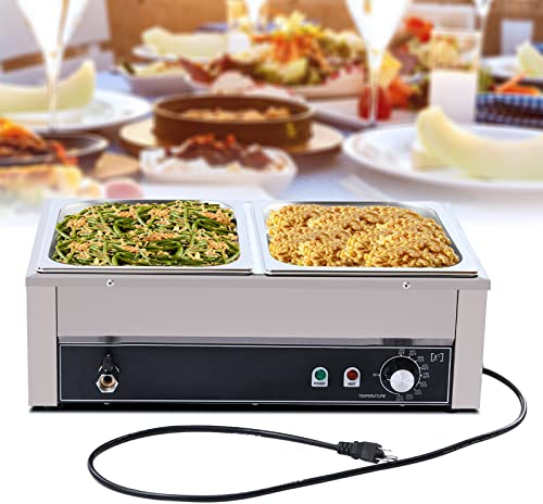 Scaldavivande, Scaldavivande Commerciale da Tavolo a Vapore per Catering a 2 Pentole, Scaldavivande Elettrico da 1500 W, Bagnomaria a Buffet Professionale in Acciaio Inossidabile per Ristoranti con