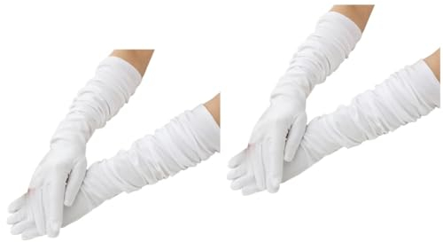GALPADA 2stücke Elbogenhandschuhe Für Damen Lange Weiße Brauthandschuhe Für Hochzeiten Abschlussfeiern Und Anlässe Elastischem Material Für Perfekten Sitz