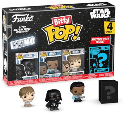 Funko Bitty POP! 4 Pack Star Wars: Vader + Surprise Mini Figure | Offizielles Sci-Fi Merch - Winzige Mini Figuren mit Display Regal - Tortendeko, Mitgebsel und Wichtelgeschenk