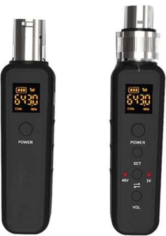 Fegtrtyoa Uhf - Convertidor de micrófono inalámbrico Xlr para micrófono, transmisor de guitarra, adaptador de receptor, fácil de instalar, fácil de usar, 540-590 MHz
