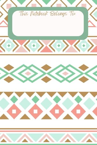 Aztec/Tribal Print Teal 6x9 Lined Notebook: 75 pages lined paper