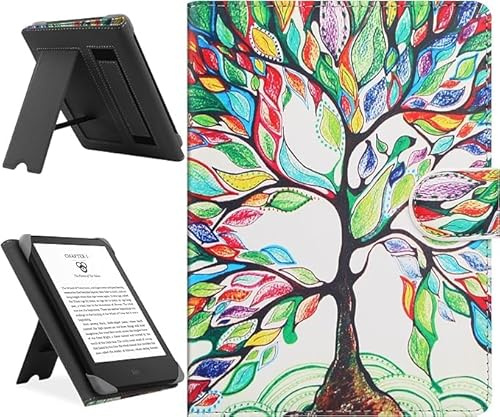 HoYiXi Universalfodral kompatibelt med 6-6,8 tum Kobo/Pocketbook/Tolino/Sony E-bokläsare 6,8 tum Kindle Paperwhite/6 tum ny Kindle 2022 & 2019/Kobo Clara HD/Kobo Clara 2E fodral med stativ, träd